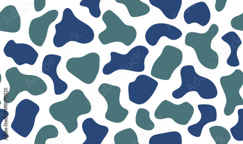 Vector seamless cow pattern petrol blue navy forest green spots repeatable module