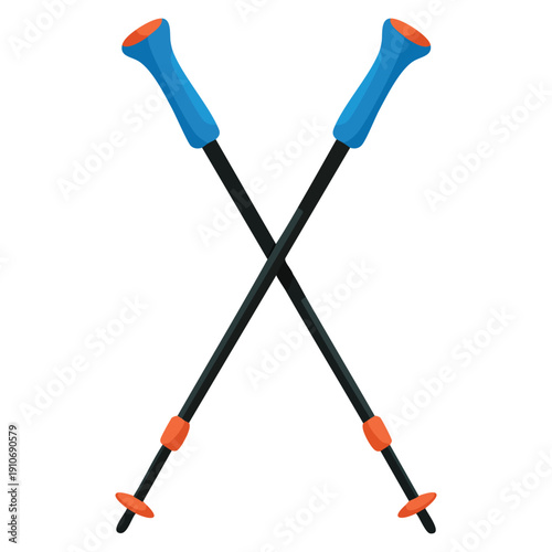 Walking sticks icon flat illustration of walking sticks vector icon for web use isolated on white background ideal for hiking trekking mobility support outdoor activity themes