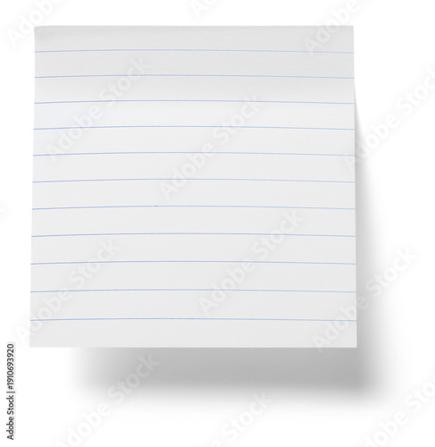 Canvas Print Lined light gray sticky note with blue rules and shadow, isolated on transparent