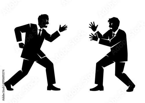 Businessmen confronting each other in a heated argument illustrating professional conflict and dispute