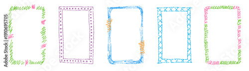 Frame box elements drawn like with crayons. Adds a handmade kindergarten look to designs.