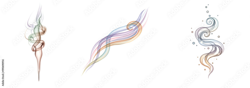 Obraz premium Three abstract colorful creatures on transparent background