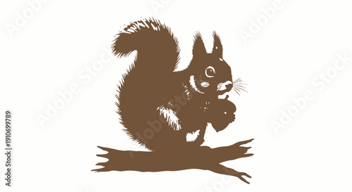 Squirrel sitting on a tree branch eating an acorn.