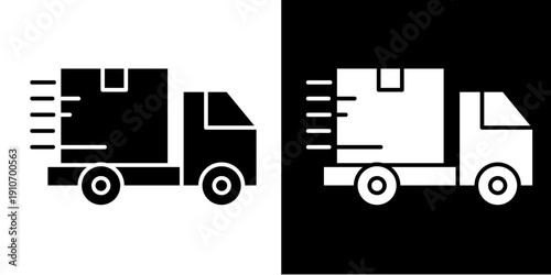 Fast Delivery Icon Set White Glyph Style Collection