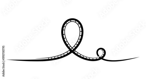 Roller Coaster Loop Line Art - Minimalist Thrill Ride Vector