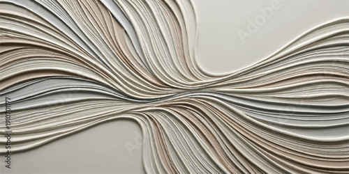 Abstract grunge background with waves and paper texture featuring a pile of open magazine pages and print media publication design