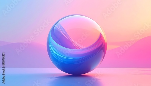 Abstract Sphere with Gradient Colors and Smooth Reflections.
