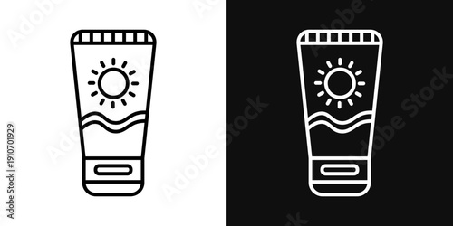 Suntan cream icons - editable stroke vector illustration
