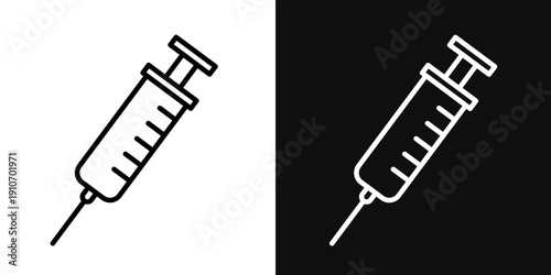 Syringe icons - editable stroke vector illustration