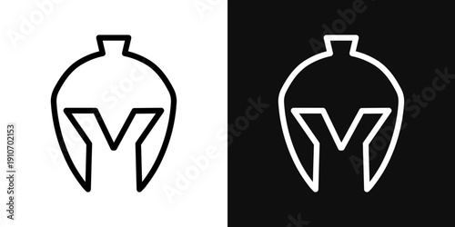 Warrior mask icons - editable stroke vector illustration
