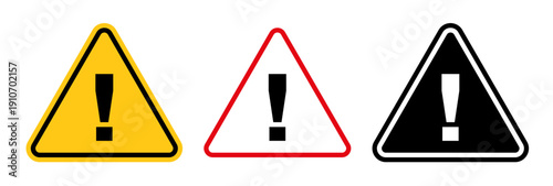 Warning sign with exclamation points collection Silhouette flat icon design element vector glyph flat icons