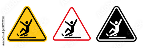 Wet Floor signs collection Silhouette flat icon design element.