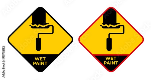 Wet paint signs collection Silhouette flat icon design element.