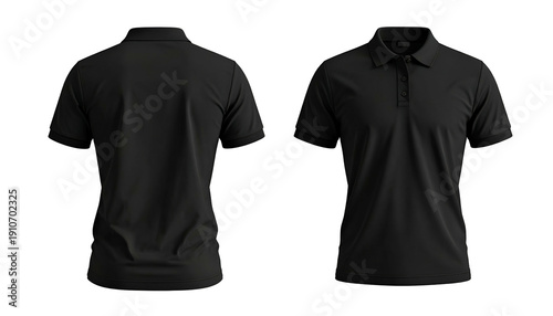 Wallpaper Mural Front and back views of a plain black polo shirt on a solid black background Torontodigital.ca