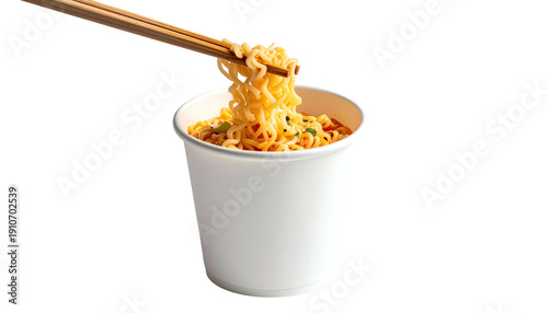 Wallpaper Mural Cup of noodles with chopsticks lifting some out, on a transparent background Torontodigital.ca