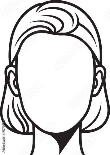 A black and white line drawing depicts a person's head and shoulders with a blank face. This generic illustration features a short, parted hairstyle and visible ears, suitable as an icon or placeholde
