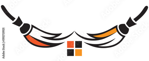 Symmetrical Cleaning Service Logo Design with Broom Swirls and House Icon, Professional and Modern Emblem Isolated on Transparent Background