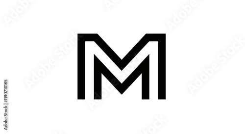 Black Modern Stylized Letter M Logo.