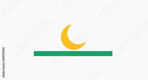 crescent moon rising above a long straight horizon line symbolizing Eid celebration