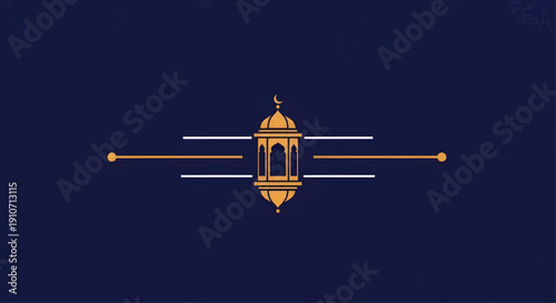 icon logo featuring a central Islamic lantern connected with thin horizontal lines extending left and right for banner use