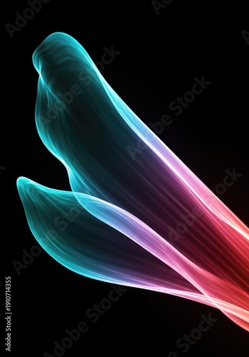 Dynamic vibrant energy flowing through a dark space, creating a futuristic, ethereal glow effect and abstract backdrop ,cyber ,texture ,neon