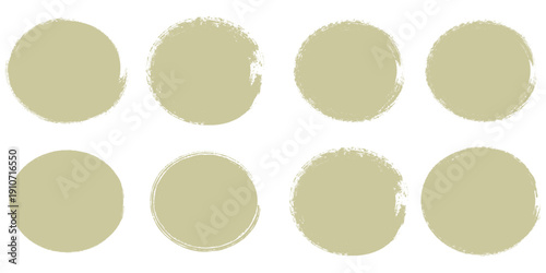A collection of eight beige oval shapes on a white background