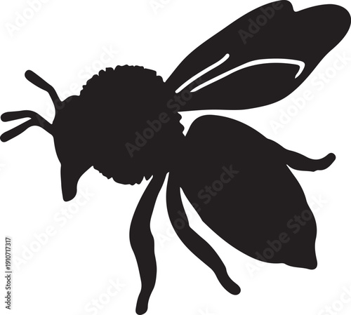 Buzzing Silhouette: A sleek, high-contrast silhouette of a bee, its form sharply defined against the light, depicting the essence of nature and wildlife.