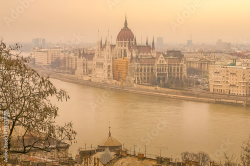 Canvas Print View of Budapest and the Danube river from the Castle hill, Hungary