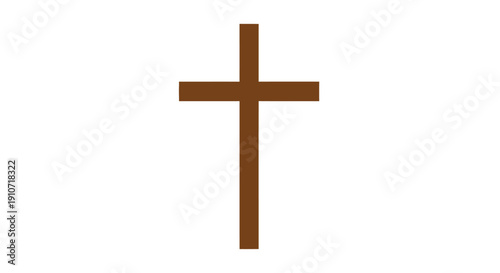 Brown Christian Cross Symbol Icon.