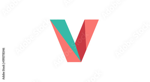 3D Letter V with Colorful Gradient Effect.