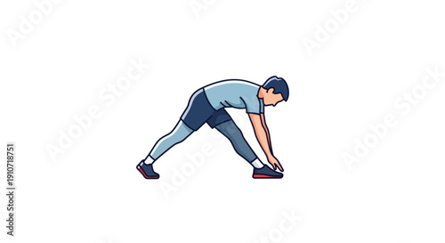 Athletic man performing a hamstring stretch exercise.