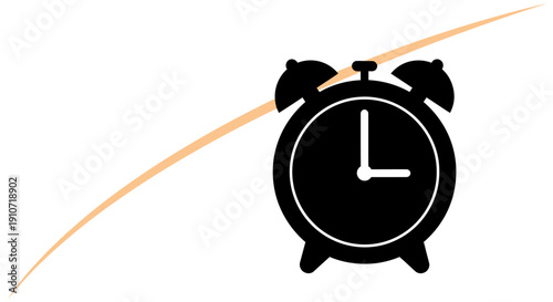 Black Alarm Clock with White Hands.