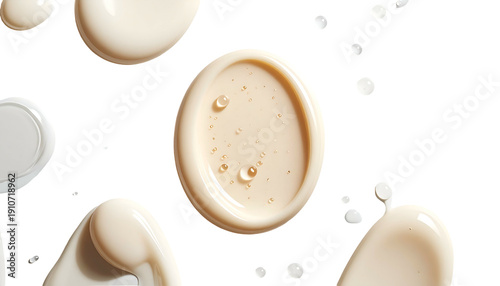 Wallpaper Mural Creamy cosmetic textures in varying hues on a stark black background, close-up view Torontodigital.ca