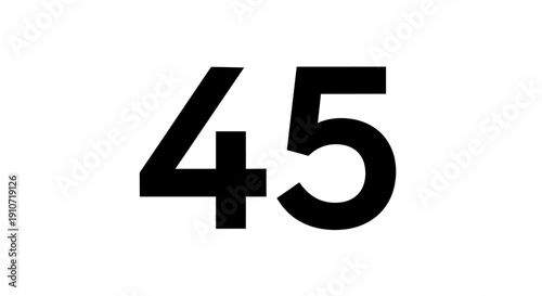 Black Number Forty Five on White.