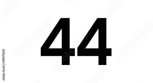 Number 44 Typography Bold Black Font.