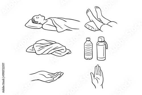 Relaxation techniques for stress relief with woman and products