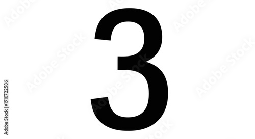 Black Number Three Digit Character.