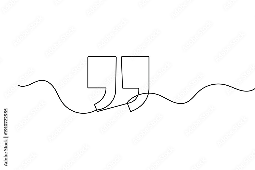 Obraz premium Continuous one line quote mark symbol modern minimal outline vector design