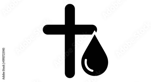 Black Cross with Droplet Symbol.
