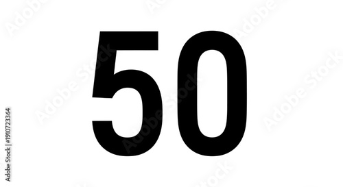 Large Black Number Fifty on White.