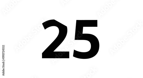 Large black number twenty five on white.