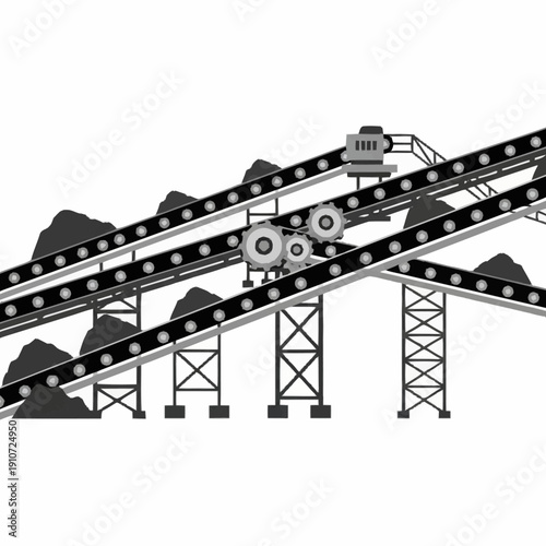 Industrial Conveyor Belt System for Mining and Material Handling.