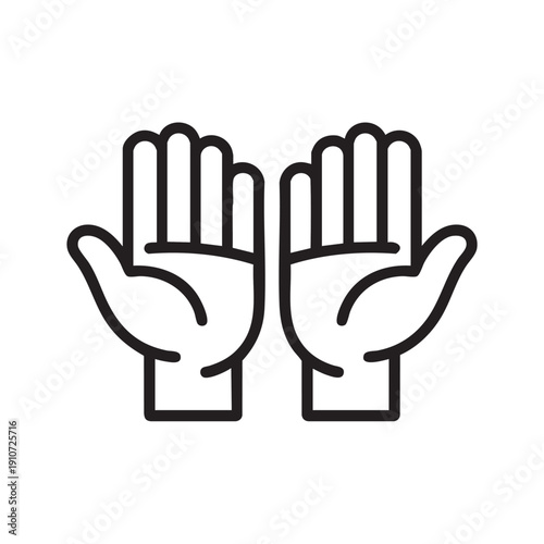 Two hands gesture illustration showing palms facing forward with fingers extended in a simple black outline on a neutral background from a straightforward viewpoint