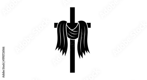 Black Scarf Wrapped Around Cross Illustration.