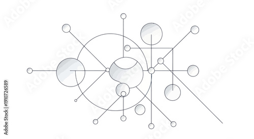 Abstract Geometric Network of Interconnected Spheres and Lines.