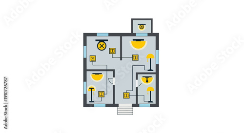House Floor Plan with Furniture Layout and Electrical Fixtures.
