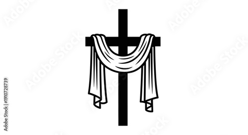Christian Cross with Shroud Illustration.