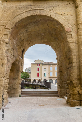 Arch of the historic roman theater in Orange, France
