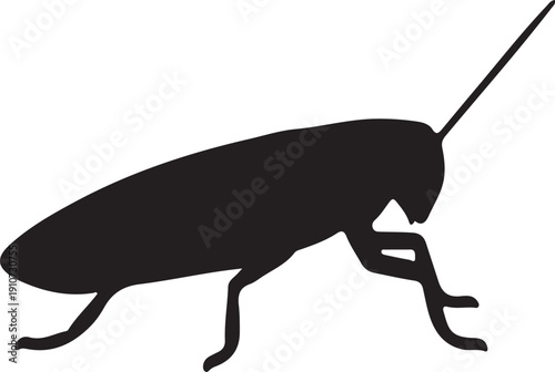 Silhouette of cockroach: A stark silhouette of a cockroach, presented in a minimalist style, emphasizing its characteristic form and features.