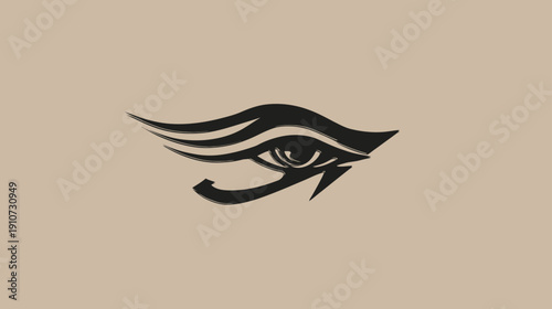 Mystical Ancient Egyptian Udjat Eye Symbol. Stylized Graphic Icon Representing Protection, Royalty, and Good Health.